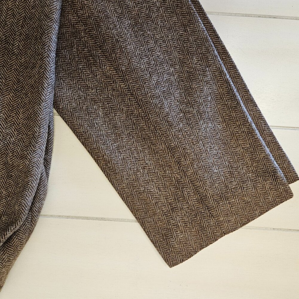 J.Crew Ludlow Brown Herringbone Wool-Cotton Blend Pants - Size 34/32 - Picture 6 of 8